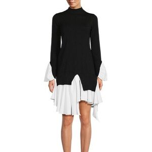 Avantlook Black and White Long Sleeve Dress